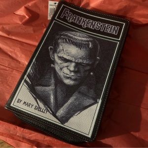 Frankenstein Book Clutch Bag In Vinyl Universal Monsters Mary Shelley Black